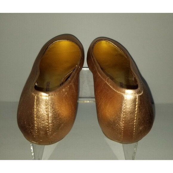 ELAINE TURNER Paige Leather Ballet Flats Sz 6 36 Metallic Rose Gold Slip On - Picture 8 of 12